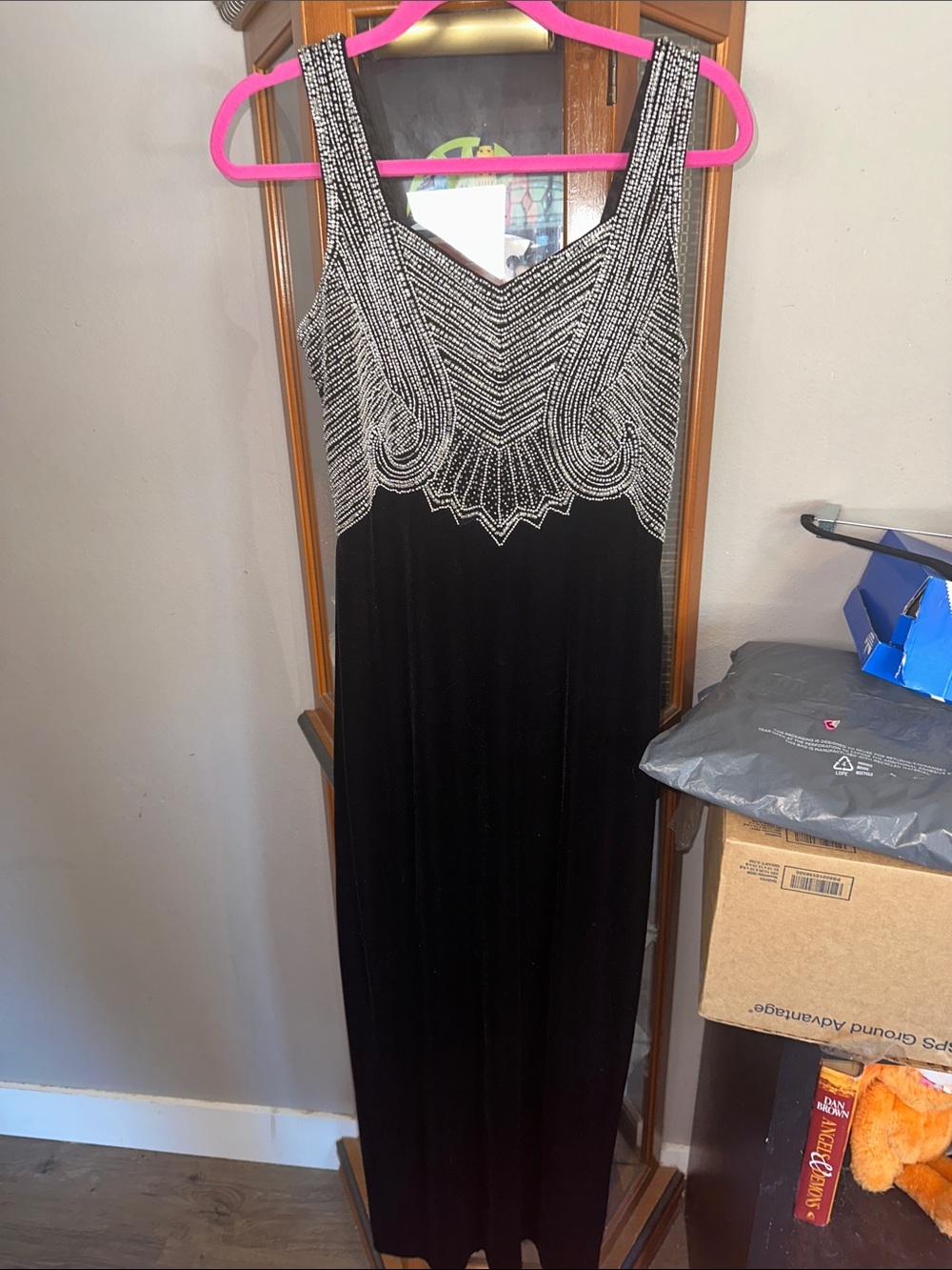Stenay Black Maxi Dress with Silver Beaded Bodice
